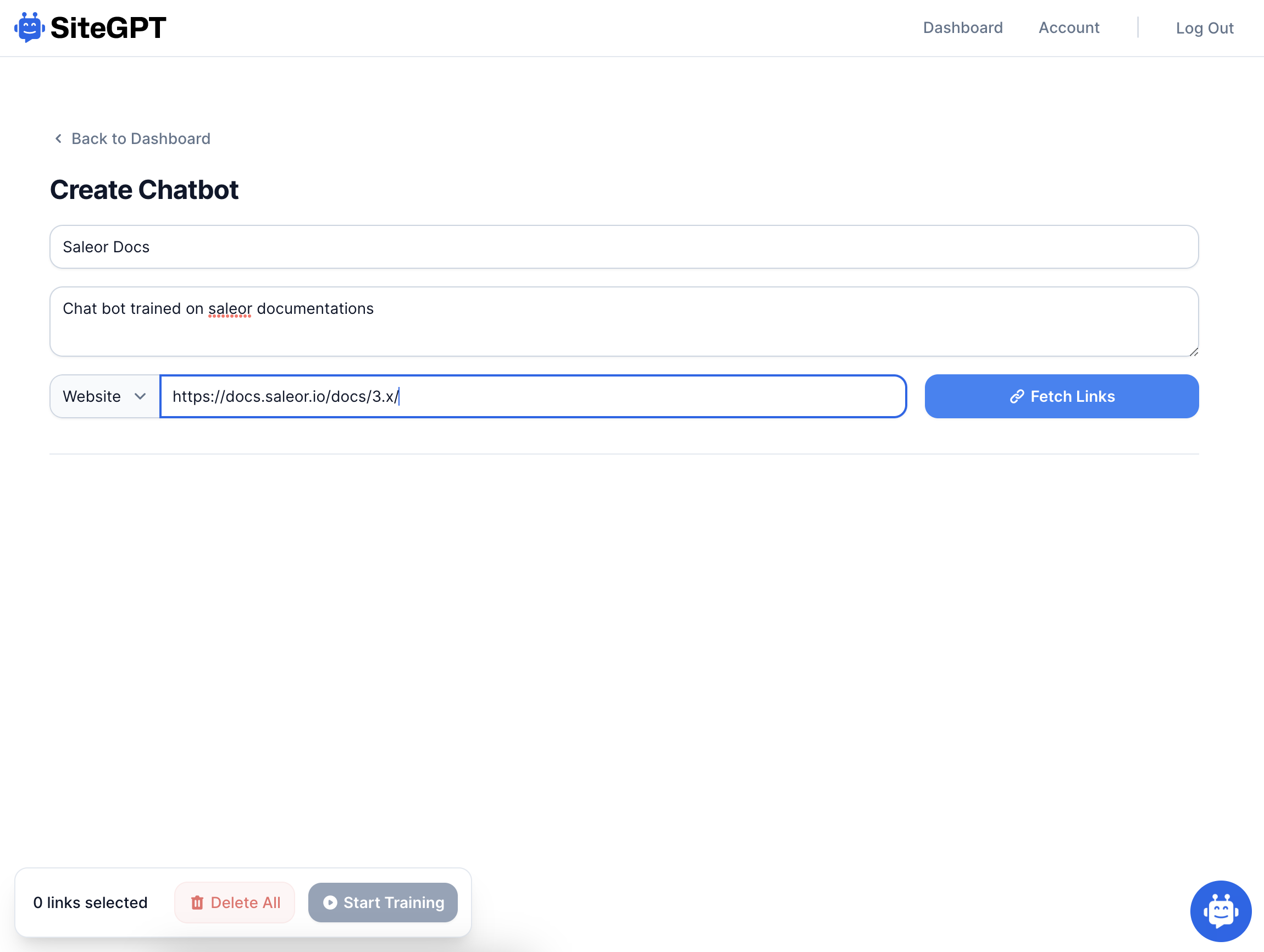 create chatbot form